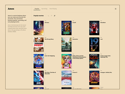 AMOS - movies database dashboard design imdb movie movies ui userinterface website