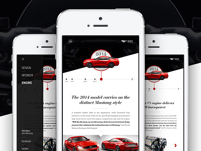 Ford Mustang mobile app / concept app car concept design flat ford interface mobile navigation presentation ui