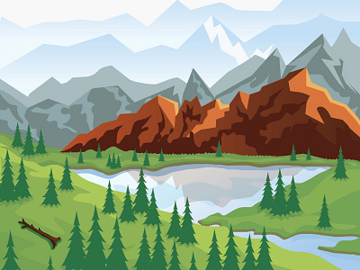 Mountain Valley Panel Illustration