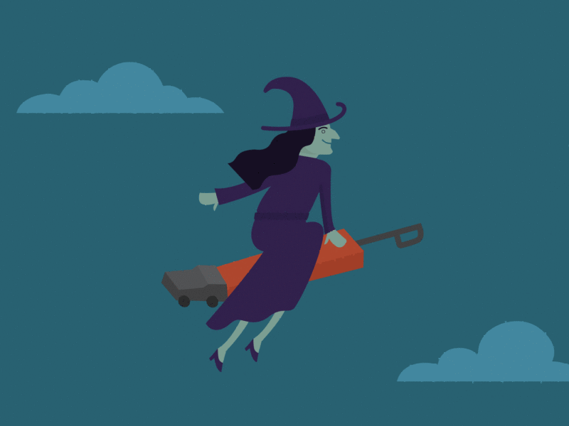 Witchy-roo on the vacuum clouds giftober halloween. gif sky thefuturchallenge vacuum witch