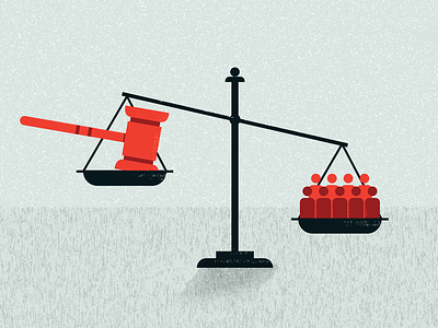 Court vs. the people adobe gavel illustration minimal people people icons political scale texture