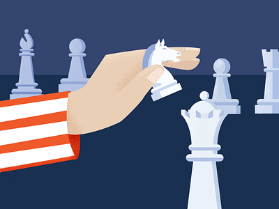 USA Strategy chess design editorial editorial illustration flat horse knight minimal pawn texture usa usa flag