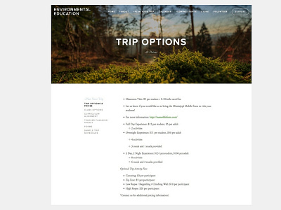 Environmental education non-profit website