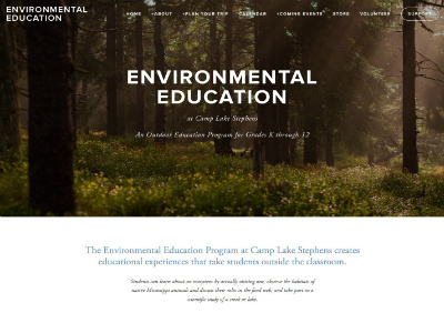 Environmental education non-profit website css environment nature outdoors squarespace website