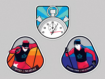 Track Attack Ski Badges badge cross country ski illustration kids nordic ski ski skiing sport time timing watch youth