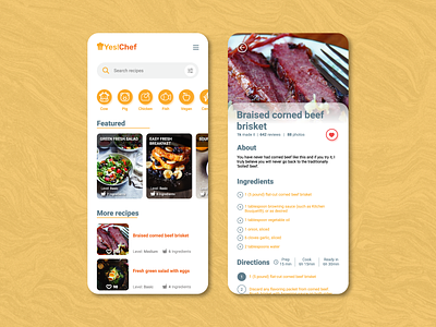 Recipes chef food app UX UI Design