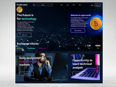 Crypto news website landing page app graphic design ui ux webdesign