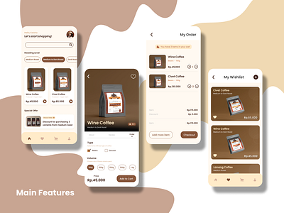 Orion Mobile - Features adobeillustrator appdesign branding coffee coffeebrand design graphic design mobileapp photoshop ui uiux userexperience userinterface ux