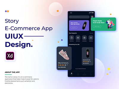 Story E-Commerce App adobexd app design behance e commerce figma graphic design mobile app ui uiux user experience user interface ux whimsical