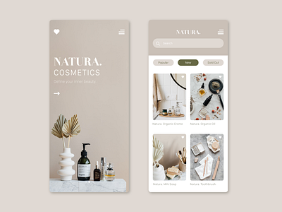 Natura. app app design cosmetics graphic design ui visual designer