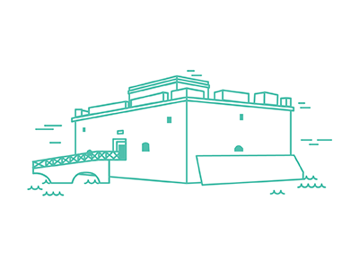 Check-In: Paphos blue castle history illustration line monument optimi project paphos