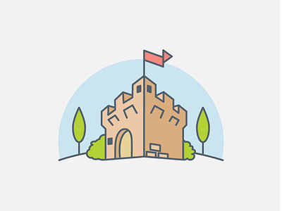 Fort castle design detail flat fort illustration line minimal