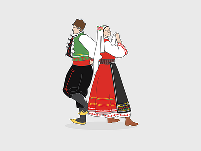 Bulgarian Traditional Dancers bulgaria folklore illustration tradition