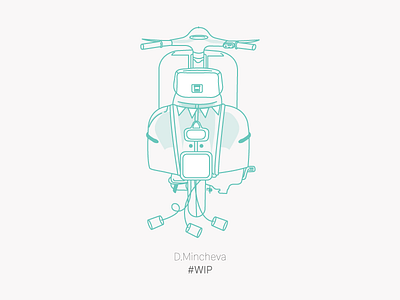 Vespa Illustration (detail) flat graphic designer illustration lines trip vespa wedding