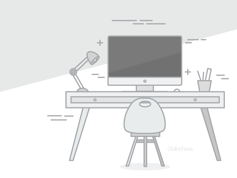 Desk illustration by DesignLab on Dribbble