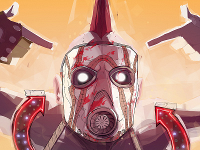 Face McShooty borderlands digital illustration orange red