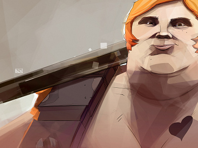 Ellie borderlands digital illustration orange