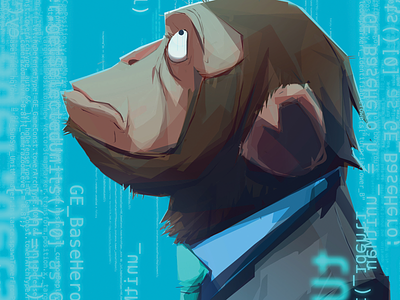 AdNews cover blue chimp code cover digital illustration magazine monkey