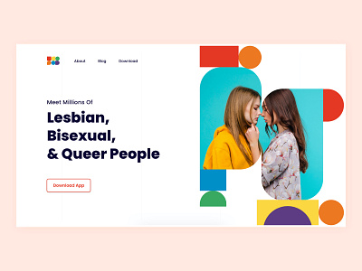 Hero Banner for LGBTQ+ People app download branding colors design interface landing page minimal typography ui vector web website