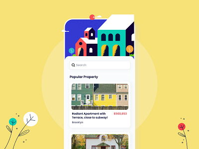 Real Estate airbnb app buy property clean design filter flat hotel house illustration interface minimal product design property rental room typography ui user experience ux