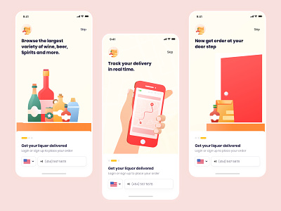 Liquor Delivery Onboarding 2020designs alcholdelivery appdesign beer delivery app design fooddelivery freshdirect grocery delivery illustrations instacart ios liquor delivery meat delivery onboarding ui ux
