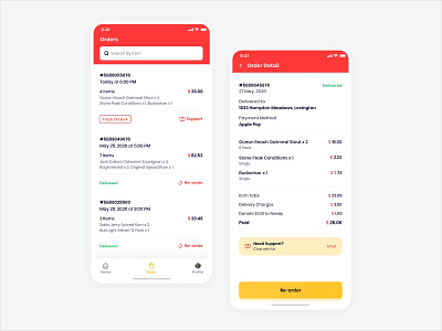 Order and Order Detail Page clean delivery app design food order detail page grocery grocery delivery illustration interface ios liquor delivery need support ui user experience ux