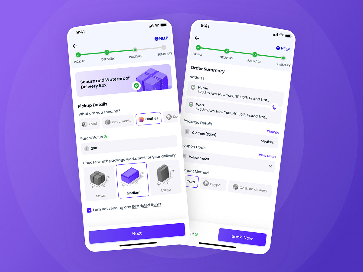 3 OnDemand Package Delivery App by Mahima Mahajan on Dribbble