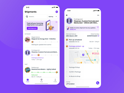 Package Tracking App app courier service delivery app design detail page graphics illustration interaction ios ios app ios apps logistics mahima mahajan online delivery shipment tracking track shipment tracking app ui user experience ux