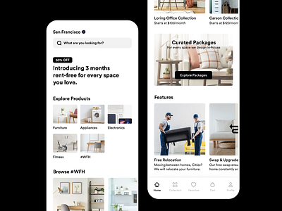 #1 🛋️ Rent a Furniture App design e commerce app furniture app furniture store furniture website ikea interaction interface ios iphone mobile app mobile ui online shop rent furniture rental typography ui user experience ux