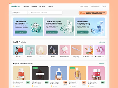 Pharmacy & Medical Store - Webpage book doctor appointments design doctor appointment e-pharma portal figma find doctor health and fitness healthcare hospital interface lab test medical medical landing page order medicine patient app pharmacy ui user experience ux website design