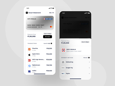 Credit Card Statement app cash app cred dashboard design finance fintech ios mastercard payment paypal paytm razorpay stripe transactions ui user experience ux venmo visa