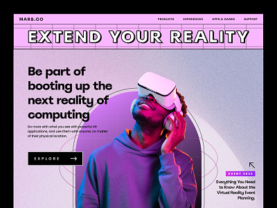 Virtual Reality - Hero Banner 3d ai ar artificial intelligence augmented reality augmented reality e commerce landing page metaverse nft nfts oculus ui ux virtual reality virtual tour vr vr glasses web3 website