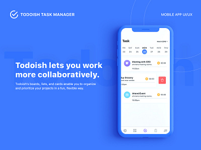 Todoish - Task Manager App UI/UX dashboard ios iphone project management task manager team management to do uiux