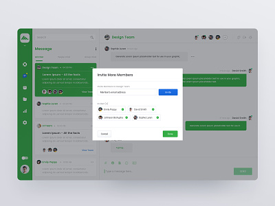 Chat and Invite - Team Management Dashboard UI Concept app chat clean concept dailui dashboard design flat gradient icons interace interface light minimal simple sketch ui ux web website