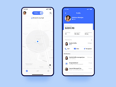 Uber driver home and profile concept app cab dashboard design design driver app earning gradient interface ios location minimal notification profile taxi taxi app trip uber design uber driver ui ux