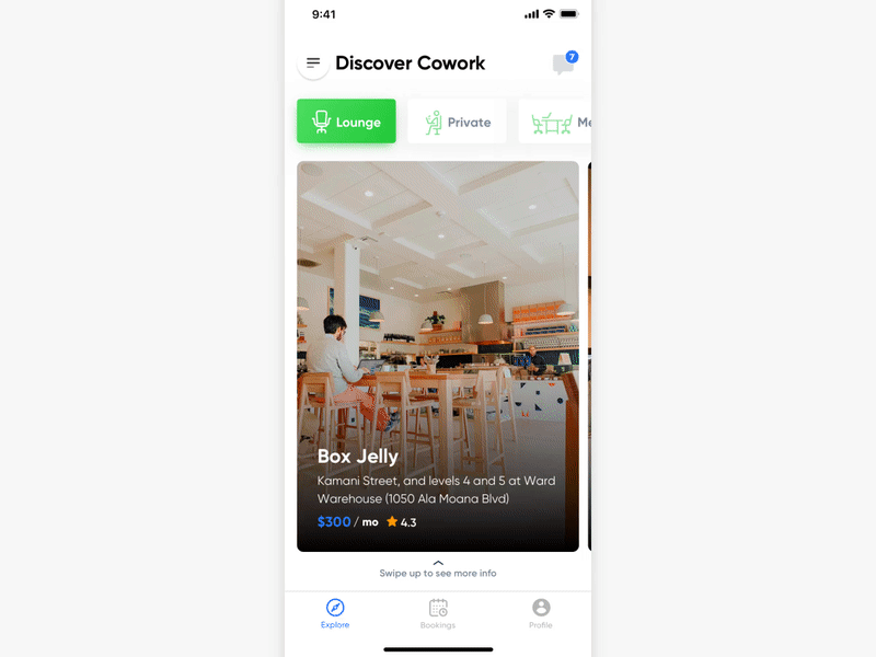 Book Tour Coworking App Micro-Interaction
