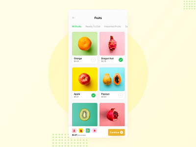 Fruits App Concept app checkout design food food app fruits grocery app interface ios minimal mobile ui ux