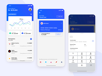 Finance App UI Concept add card concept design credit card design expenses finance fintech graph income interface ios iphone money salary tracker transactions ui user inteface user interface ux wallet app