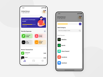 Finance Budget Tracker airbnb app bank app banking budget tracker business clean design filter finance app fintech grocery illustration interface payment spendings statistics uber ui ux ux design