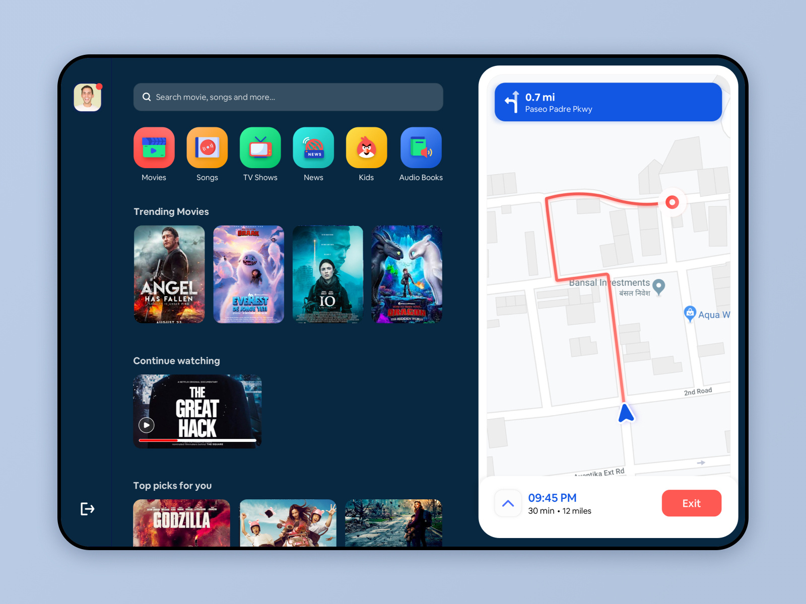 InCar Media Streaming Dashboard by Mahima Mahajan on Dribbble