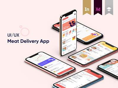 Meat Delivery Mobile App - Featured on Behance app award winning behance delivery delivery app design featured icons illustration interaction interface ios iphone meat delivery minimal on demand ui user experience ux