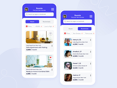 Find your next roommate - WIP airbnb app design find a room flat design flatmate interface ios iphone minimal mobile real estate app realestate room booking roommate roommates ui user experience ux