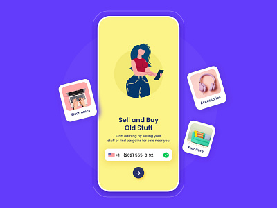 Buy and Sell Old Stuff app buy and sell color design earn ecommerce app electronics interface ios iphone letgo login minimal olx onboarding sell ui user experience ux