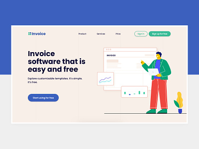 Invoicing Software Hero Banner design hero banner homepage illustration interface invoice design invoice template invoices landing page minimal software statistics ui user experience web design website