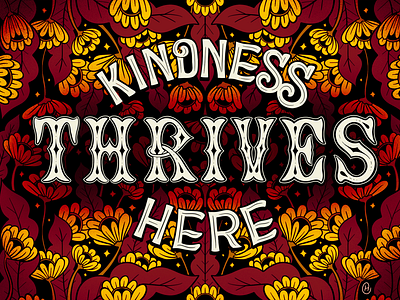 Vintage-inspired hand lettering - Kindness Thrives Here