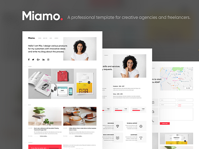 Miamo - A professional template minimal blog minimalist design mobile modern portfolio sketchapp themeforest ui white