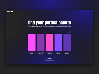 Design the UI for a simple color palette generator branding colo color design logo palette pink purple ui