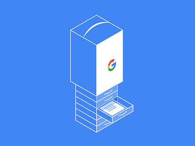 Google Illustration 2/3 blue box drawers google illustration paper tower