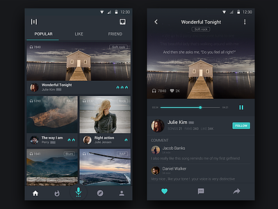 Daily UI #005 - Singing App 100day android app black daily design material md music sing ui