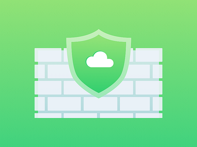 Safe cloud green host icon network safe server wall